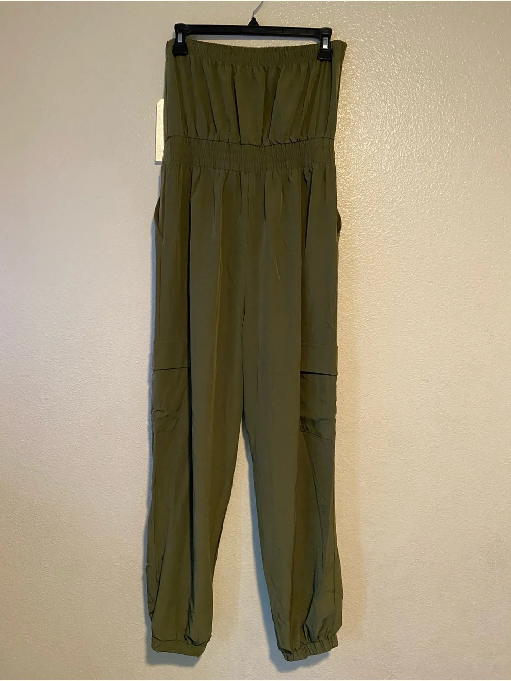 Urban Girl Strapless Olive Wide-Leg Cargo Jumpsuit Size M - Picture 5 of 11